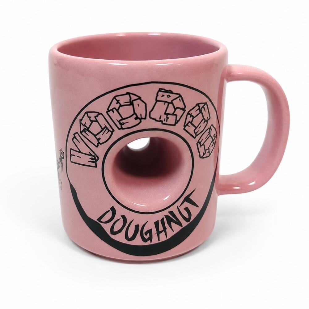 Voodoo Doughnut Pink Ceramic Donut Hole Mug "The Magic Is In The Hole" USA